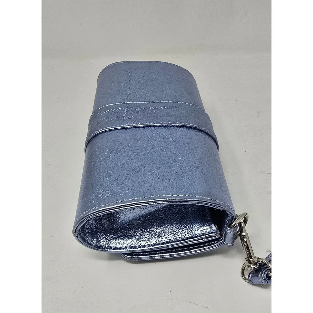 Y2K Vtg Shih Stephanie Lin wristlet blue metallic clutch blue Boho Glam Festival